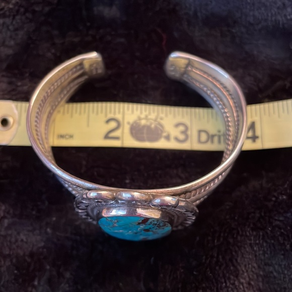 Sterling and Turquoise Native American Cuff Bracelet - Picture 4 of 11